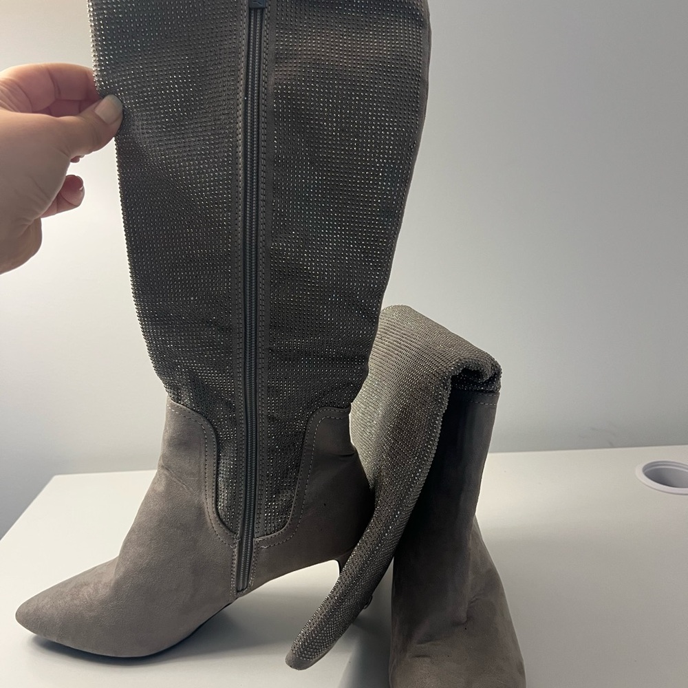 Jones New York Sparkling Gray Heeled Boots